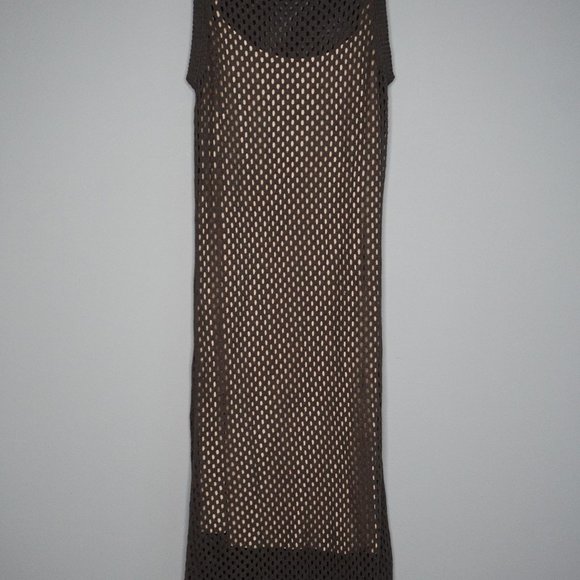 New Addison Women Dark Gray with Beige Slip Dress size M/L - Picture 5 of 11